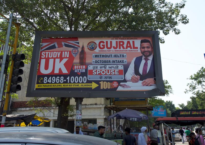 In cities like Jalandhar, entire streets are flanked with consultancy firms which help with overseas university applications, job opportunities and the visa process 