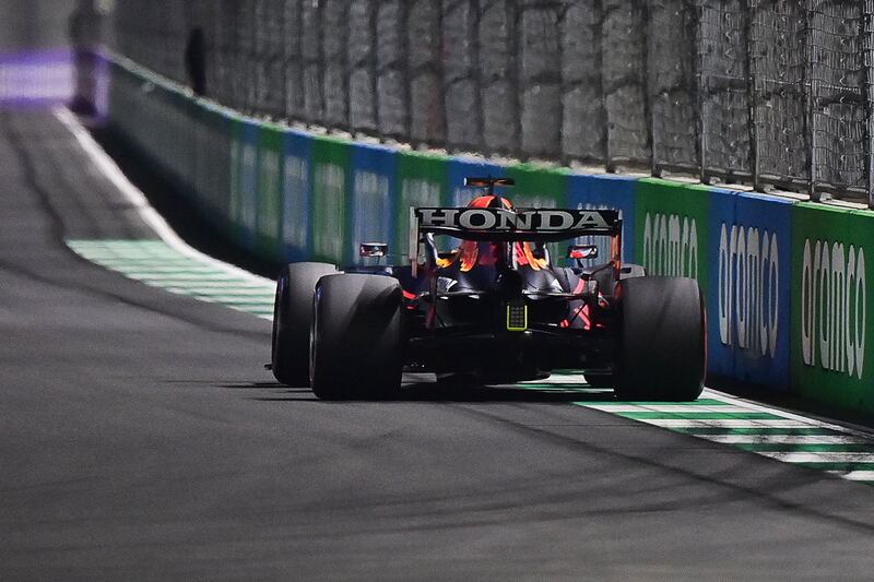 Red Bull's Max Verstappen after his crash. AFP