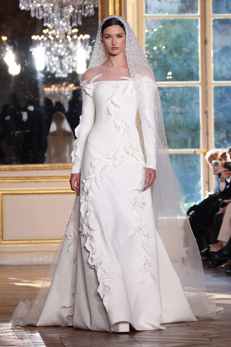 Hobeika closed the show with this bridal look. AFP