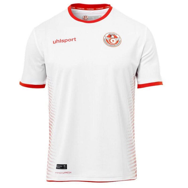 20 Tunisia ||
The look: A very smart white shirt with red trim from Uhlsport. Nice detailing down the flanks of the body. Tunisia has moved on from their first appearance in 1998 which looked like Wolverine had a slash at it. ||
Would I wear it? Yes.