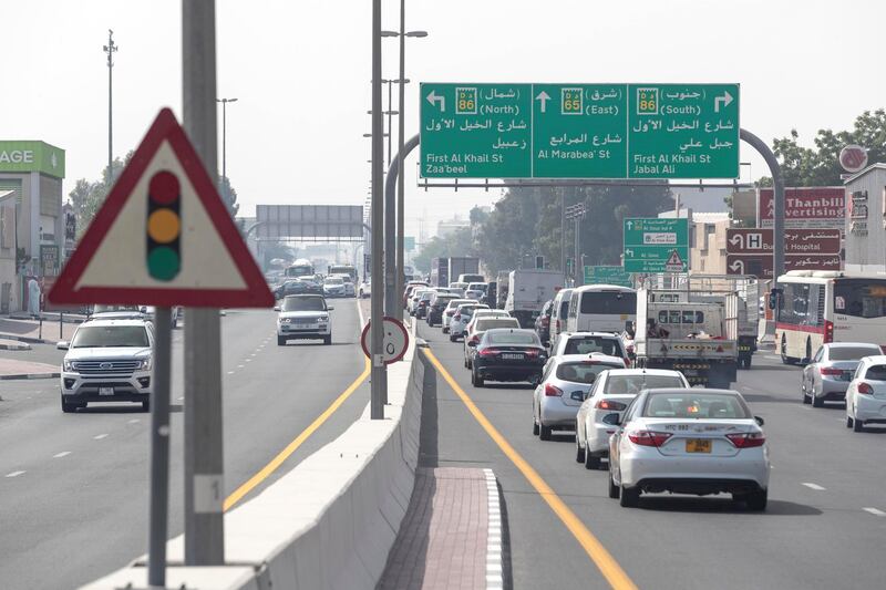 DUBAI, UNITED ARAB EMIRATES. 20 MAY 2018. General traffic in Dubai. STOCK PHOTOGRAPHY. (Photo: Antonie Robertson/The National) Journalist: None. Section: Stock.