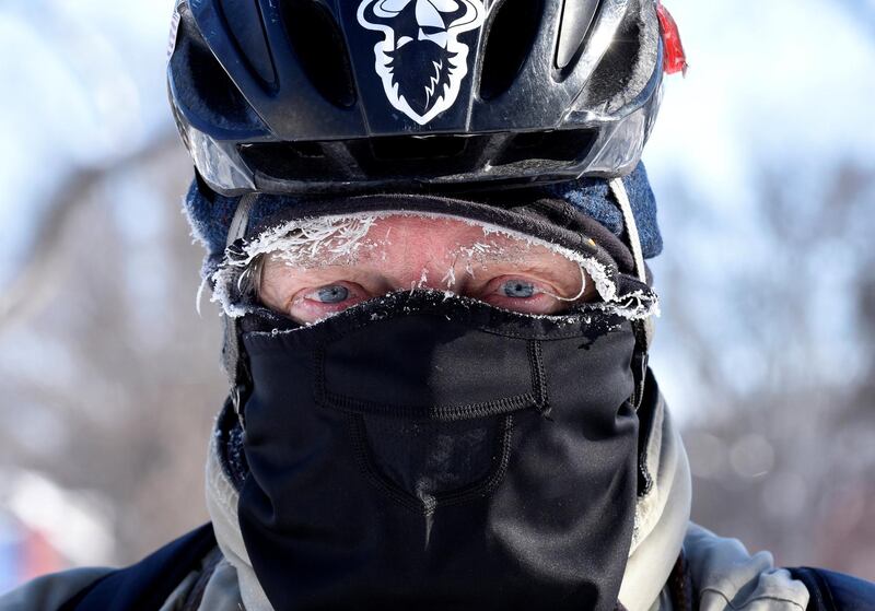 Don Wolford rides his bike to work at Barnes & Noble in Fargo, North Dakota. Reuters