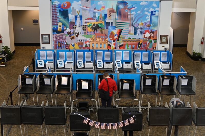 A resident votes at the Denver Election Center in Denver, Colorado. EPA