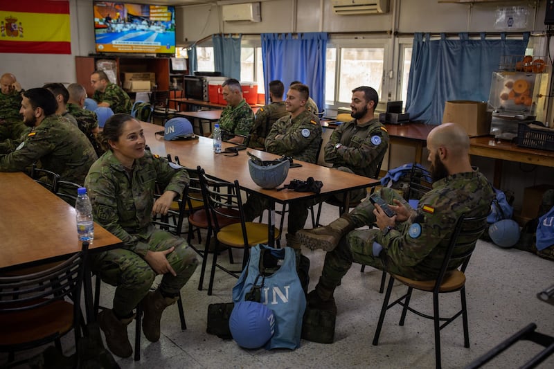 Unifil soldiers relax in the canteen 