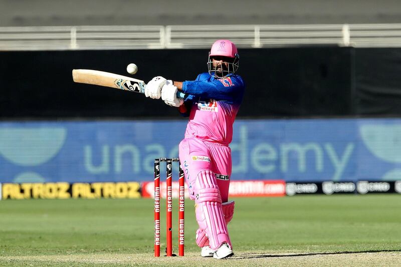 Rahul Tewatia  of Rajasthan Royals during match 33 of season 13 of the Dream 11 Indian Premier League (IPL) between the Rajasthan Royals and the Royal Challengers Bangalore held at the Dubai International Cricket Stadium, Dubai in the United Arab Emirates on the 17th October 2020.  Photo by: Ron Gaunt  / Sportzpics for BCCI