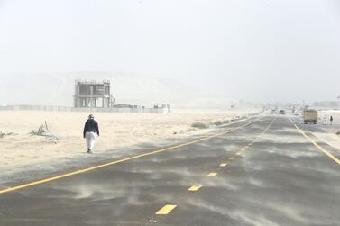 A sandstorm at the Umm Nahad 3 area of Dubai. Pawan Singh / The National