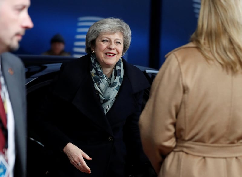 British Prime Minister Theresa May arrives at a European Union leaders summit. Reuters