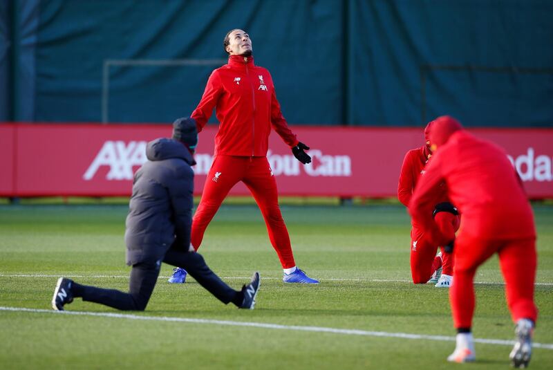 Liverpool's Virgil van Dijk  at Melwood. Reuters