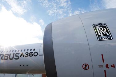 An Airbus A350 with a Rolls-Royce logo in Toulouse, France. Reuters. 