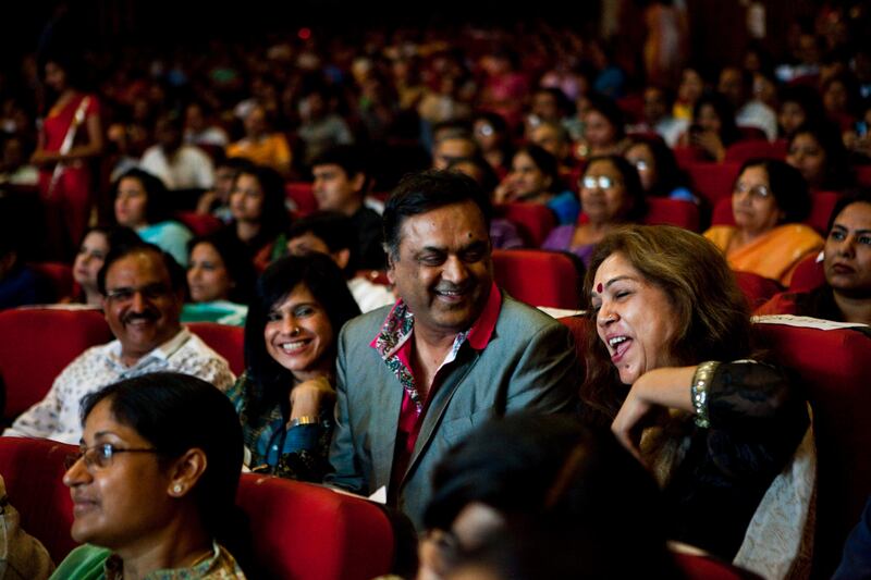 Audience react at the inaugural AAS Housewives Awards 2012 on 19th May 2012 in New Delhi, India. Out of 12 selected semi-finalists, 6 finalists will be chosen based on a question and answer session on stage, and other criteria such as poise. The winner, and 1st and 2nd runner-ups are Jyoti Nagpal (#2), Nisha Sharma (#7) and Seema Sharma (#4)respectively. The awards also served as a platform for Cervical Cancer Awareness. Photo by Suzanne Lee for The National