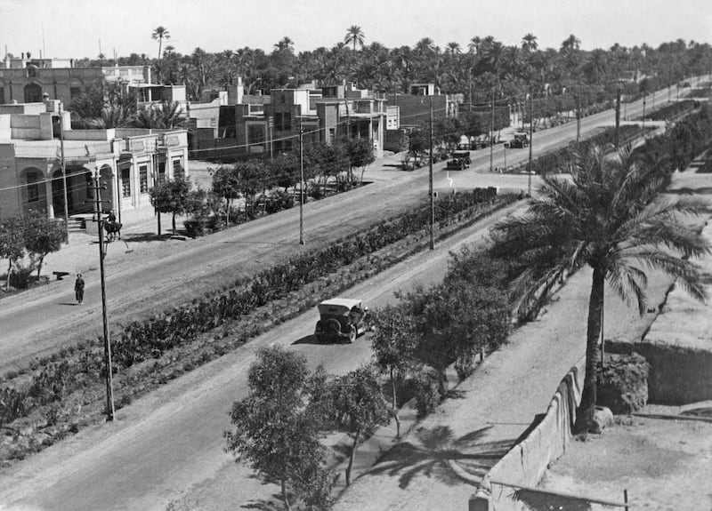 Traffic on a street in Baghdad, Iraq, circa 1950, during the regency of King Faisal II's uncle, Prince Abdullah. King Faisal II would begin his reign on turning 18 in 1953. Three Lions / Hulton Archive / Getty