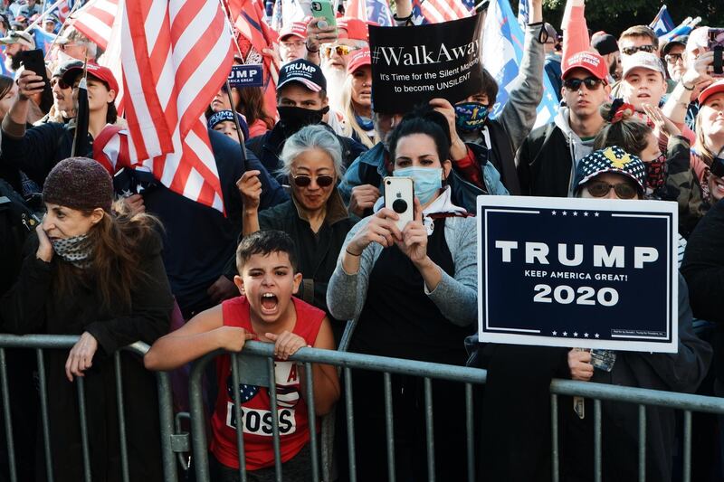 Trump supporters gather in front of the Supreme Court, in Washington, DC.  EPA