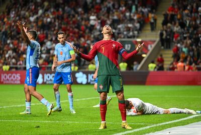 Cristiano Ronaldo cut a frustrated figure after missing several chances to score for Portugal. Getty