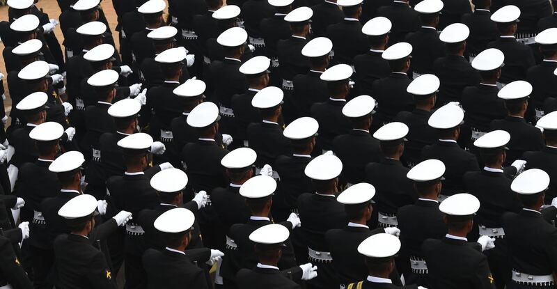 An Indian Naval contingent. Money Sharma / AFP Photo