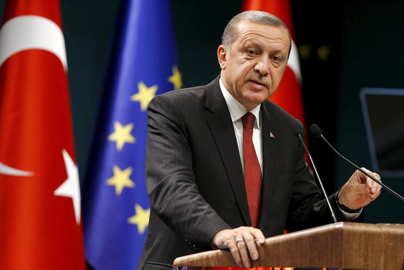 Turkey's President Tayyip Erdogan speaks during a news conference in Ankara, The escalating violence between Ankara and the Kurds plays directly into ISIL’s hands. Umit Bektas / Reuters