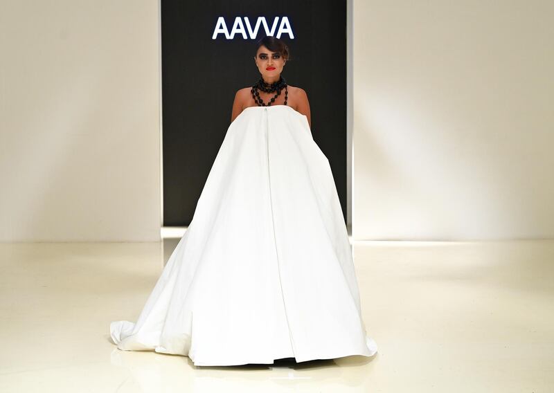 Aaava's voluminous bridal gown. Courtesy Aava