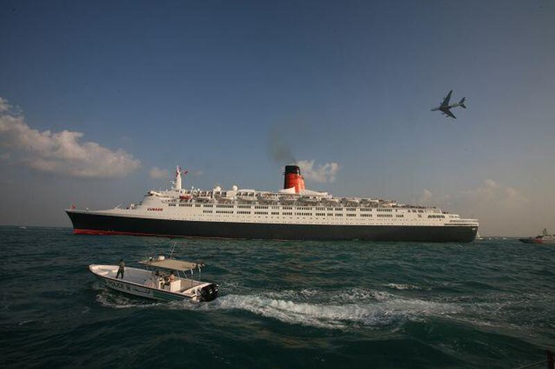 The QE2 was supposed to be permanently berthed off of Palm Jumeirah when it arrived in Dubai last November.