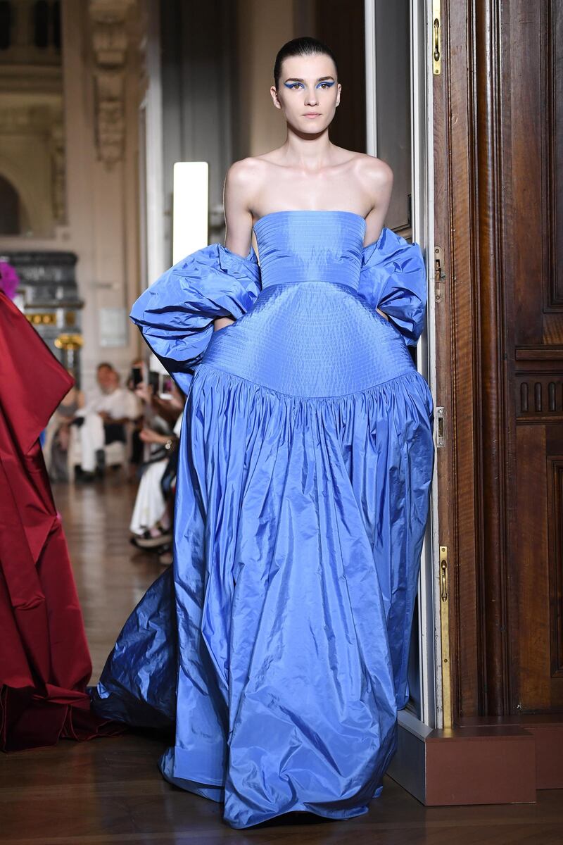 PARIS, FRANCE - JULY 04:  A model walks the runway during the Valentino Haute Couture Fall Winter 2018/2019  show as part of Paris Fashion Week on July 4, 2018 in Paris, France.  (Photo by Pascal Le Segretain/Getty Images)