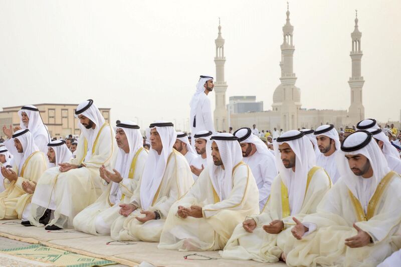 The Ruler of Ras Al Khaimah, Sheikh Saud bin Saqr Al Qasimi, performs Eid Al Adha prayers. Wam