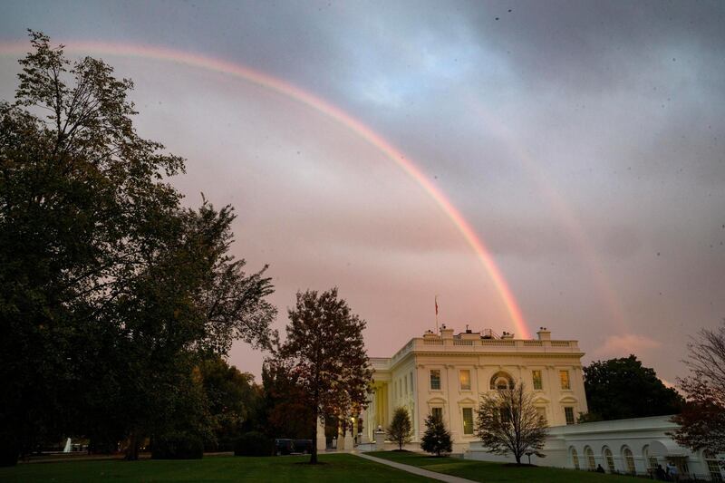 Rainbows are seen over the White House in Washington, after a cold front moved through the US region. AP