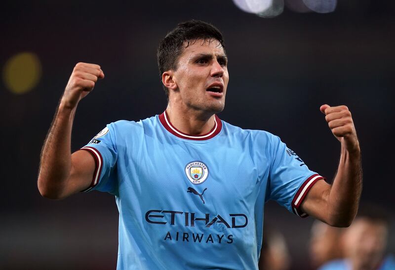 Rodri 8: Saw header just before break hit crossbar after clipping leg of teammate Ake. Regularly broke up Arsenal’s attacks and set team off on the counter. The fulcrum in midfield who was absolutely crucial to City’s win. PA