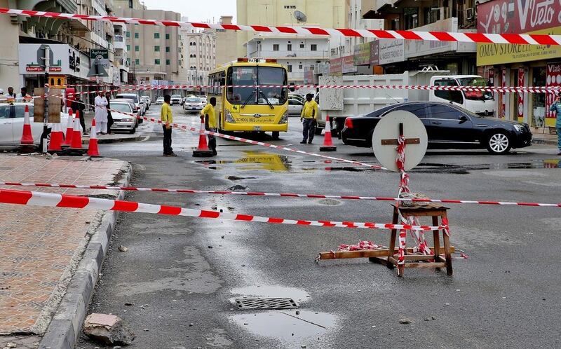 The building in RAK city was evacuated. Courtesy: RAK Police