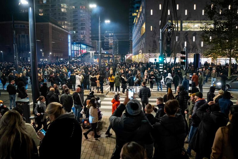 'A demonstration …  resulted in riots. Fires have been set in various places, fireworks are set off and the police have fired several (warning) shots,' Rotterdam police said on Twitter. AFP