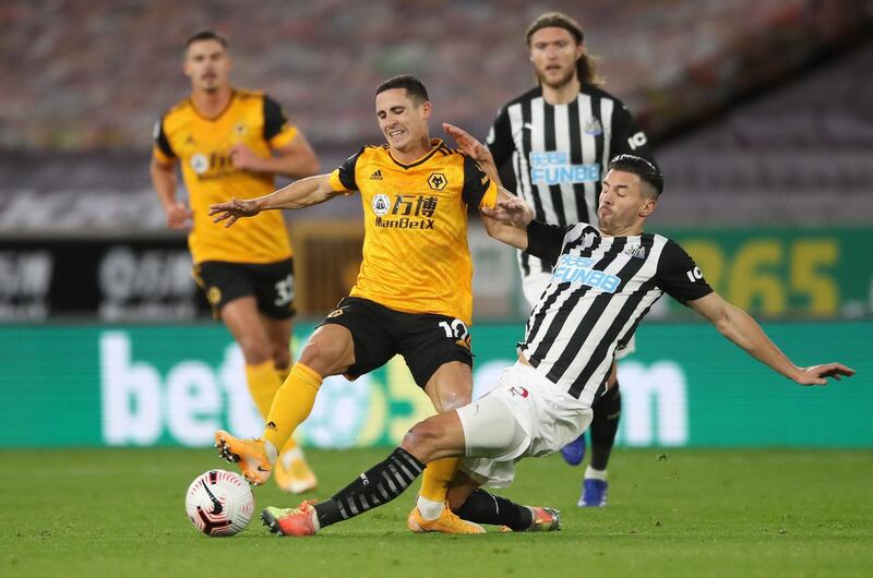 Fabian Schar - 7: Lost possession to a plastic bottle lying on the pitch in opening few minutes and found an even trickier opponent in Podence but former Blackburn man stuck to task and did well for Magpies. Reuters