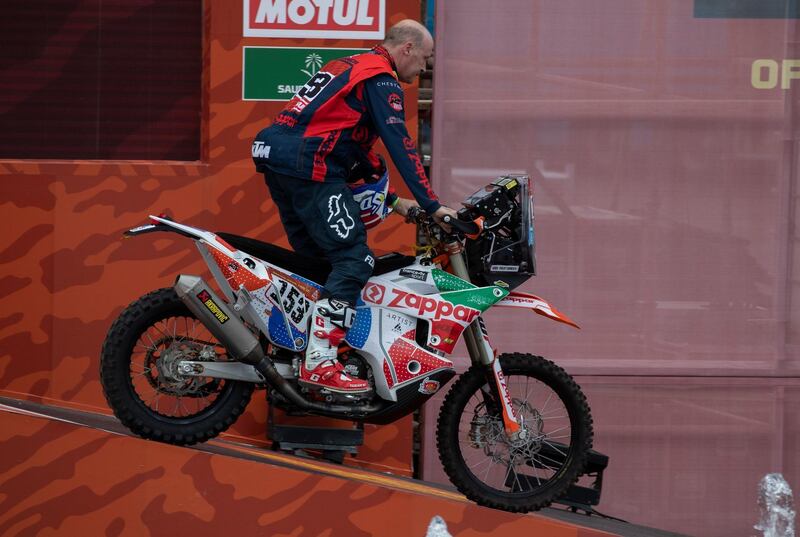 Philip Turner from UK (Bas Dakar KTM Racing Team) during the ceremony. EPA