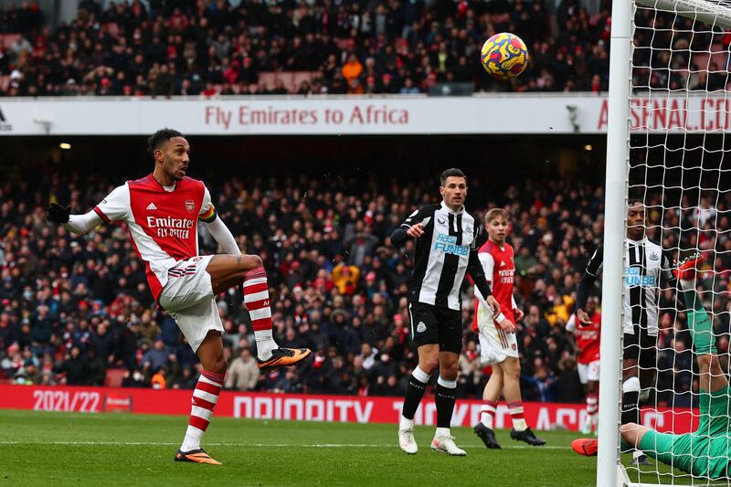 Pierre-Emerick Aubameyang - 4: Barely touched the ball until just before break when he missed absolute sitter hitting outside of post from close range after Dubravka saved from Smith Rowe. Missed another chance in second half before being booked then substituted. Not his day. AFP