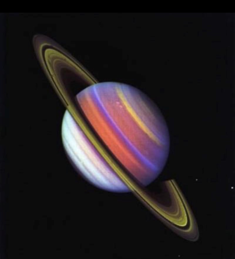 Nasa shared a colour representation of an image of Saturn, taken by Voyager 2 in 1981. Photo: Nasa