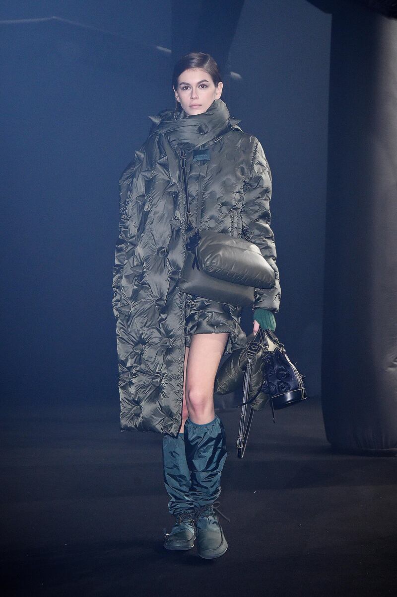 Kaia Gerber walks the runway during the Moncler show as part of Milan Fashion Week on February 19, 2020. Getty Images