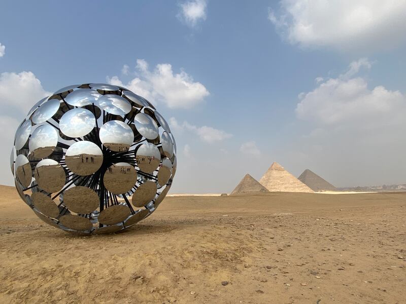 Orb: Under the Same Sun by Spanish artist SpY for Art d'Egypte's Forever Is Now exhibition in 2022. Nada El Sawy / The National
