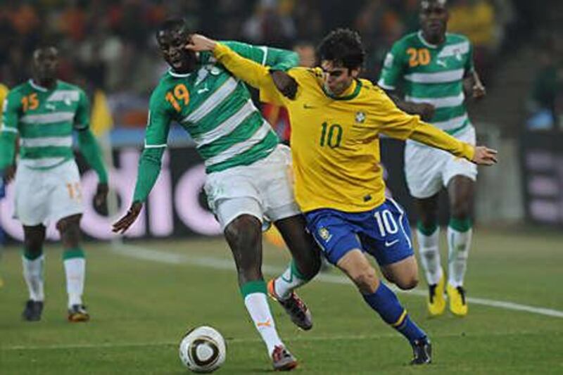 Yaya Toure, left, in action for Ivory Coast against Brazil during the World Cup.