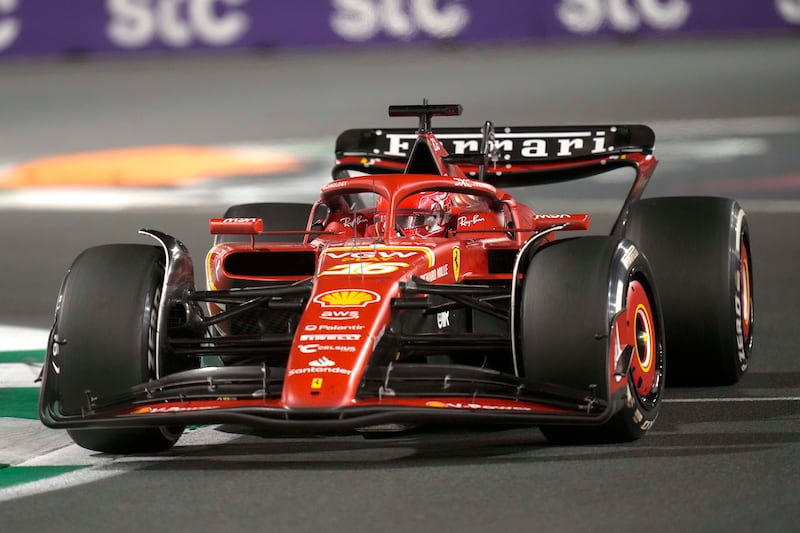 Ferrari driver Charles Leclerc of Monaco steers his car. AP
