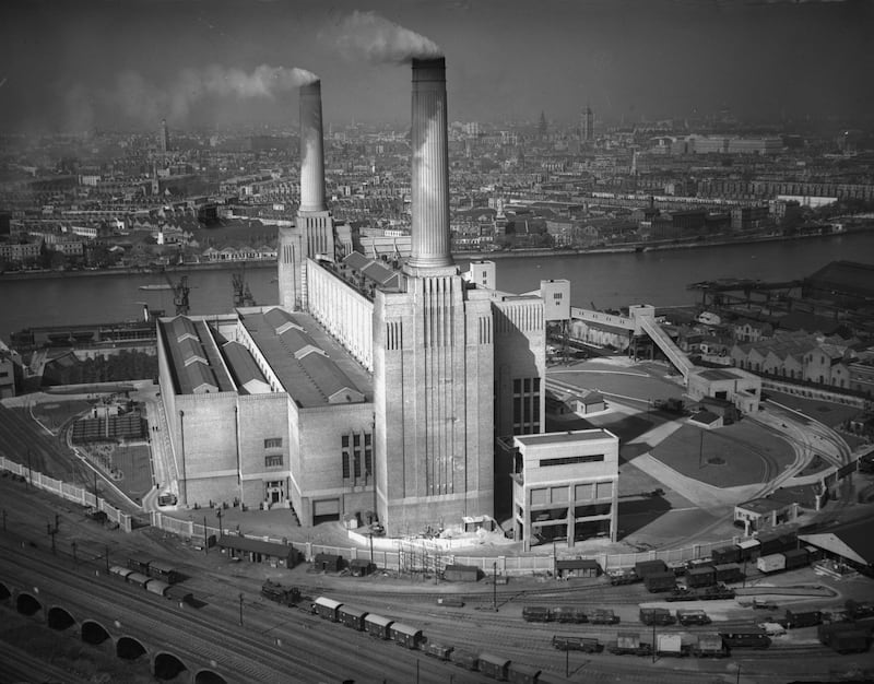 A view of Battersea Power Station in 1934, before the other two towers were added in 1953, forming the familiar four-chimneyed silhouette. Getty Images
