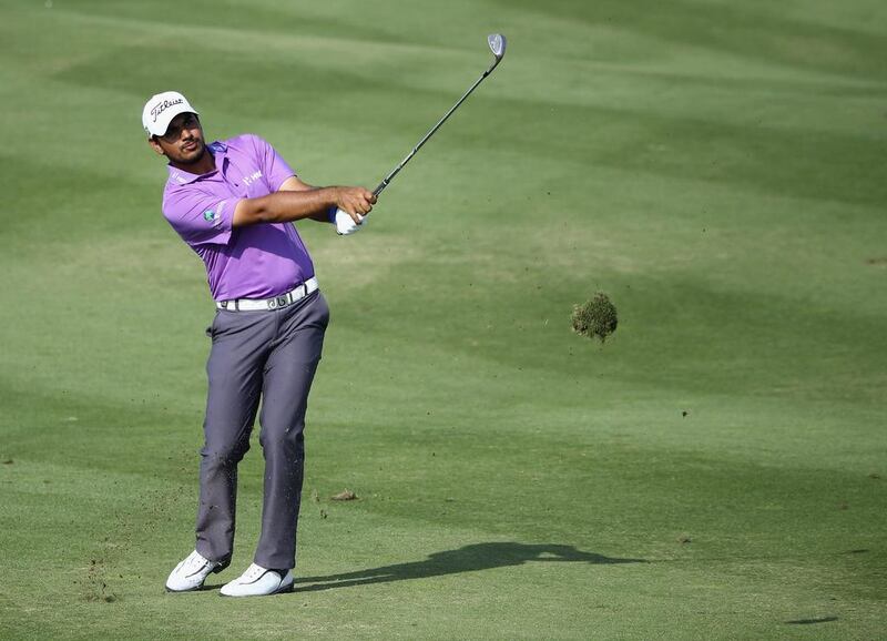 Gaganjeet Bhullar of India plays his second shot on the 16th hole   during the final round of the Dubai Open at The Els Club Dubai on December 21, 2014 in Dubai, United Arab Emirates.  (Photo by Francois Nel/Getty Images)