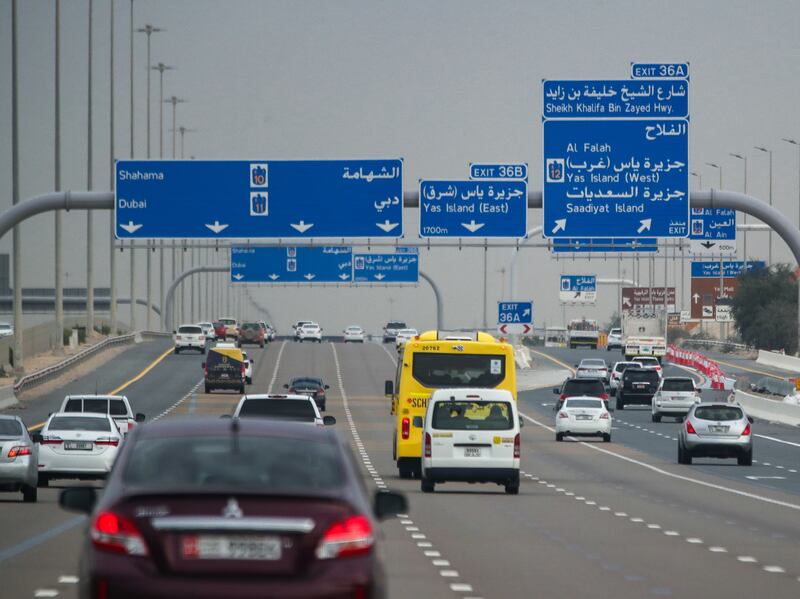 Overcast weather along the E10 highway, Abu Dhabi. Victor Besa / The National