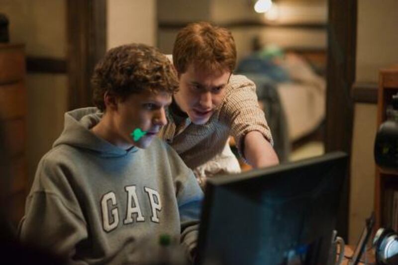 In this publicity image released by Columbia Pictures, Jesse Eisenberg, left, and Joseph Mazzello are shown in a scene from "The Social Network."  (AP Photo/Columbia Pictures, Merrick Morton) NO SALES *** Local Caption ***  NYET302_YE_Top_10_Movies.jpg