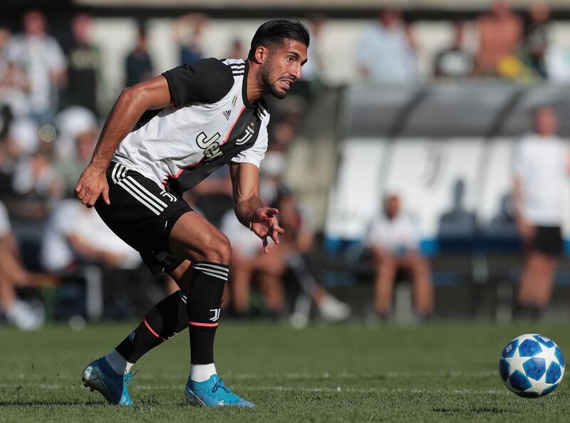 TURIN, ITALY - AUGUST 14:  Emre Can of Juventus in action during the Pre-season Friendly match betewwen Juventus A v Juventus B on August 14, 2019 in Villar Perosa near Turin, Italy.  (Photo by Emilio Andreoli/Getty Images)