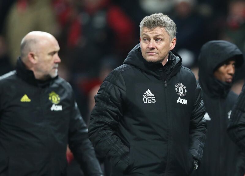 Ole Gunnar Solskjaer during the match at Old Trafford. Getty Images