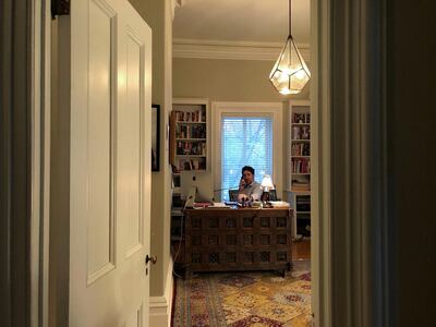Canada’s Prime Minister Justin Trudeau works from his home office at Rideau Cottage, during his self-quarantine after his wife Sophie Gregoire tested positive for novel coronavirus (COVID-19), in a picture taken by his 11-year-old daughter Ella-Grace in Ottawa, Ontario, Canada March 13, 2020.  Ella-Grace Trudeau/Prime Minister’s Office via REUTERS  ATTENTION EDITORS - THIS IMAGE HAS BEEN SUPPLIED BY A THIRD PARTY. MANDATORY CREDIT.