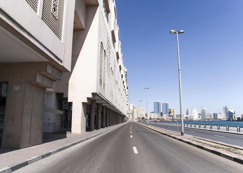 DUBAI, UNITED ARAB EMIRATES. 31 MARCH 2020. 
Baniyas street.
Dubai’s Supreme Committee of Crisis and Disaster Management announced increased restrictions on movement in Al Ras area of Dubai for two weeks effective from today to facilitate intensified sterilisation procedures. 

@DubaiPoliceHQ
 appeals to the public to cooperate fully with the authorities and abide by all instructions to ensure the preventive measures implemented during the two-week period are a success. People who are not residents of Al Ras are prohibited from travelling to the area.

RTA closed entrances leading to Al Ras area from three main roads and interchanges: Al Musalla, Al Khaleej, and Baniyas Streets. The plan also includes the closure of three stations on the metro green line: Al Ras, Palm Deira and Baniyas Square.

(Photo: Reem Mohammed/The National)

Reporter: NICK WEBSTER
Section: COVID NA