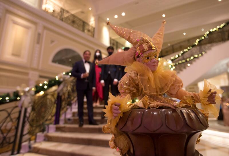 Ras Al Khaimah, United Arab Emirates: Family entering the lobby of  Waldorf Astoria, Al Hamra Island, RAK.  Leslie Pableo for The National