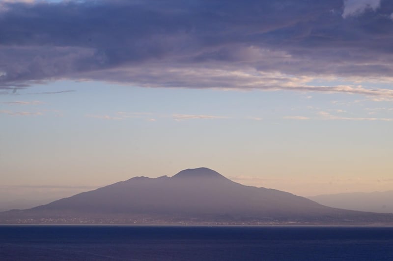 Sunrise at Mount Vesuvius from the island of Capri which is hosting the G7 Foreign Affairs meeting. AFP