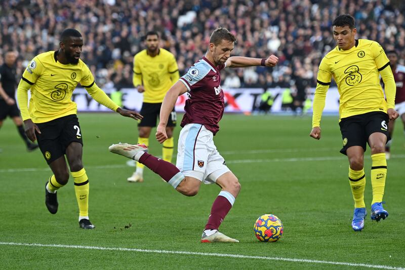 Tomas Soucek – 6. Usually poses a big goal threat from midfield but was subdued by Chelsea’s domination of possession. AFP