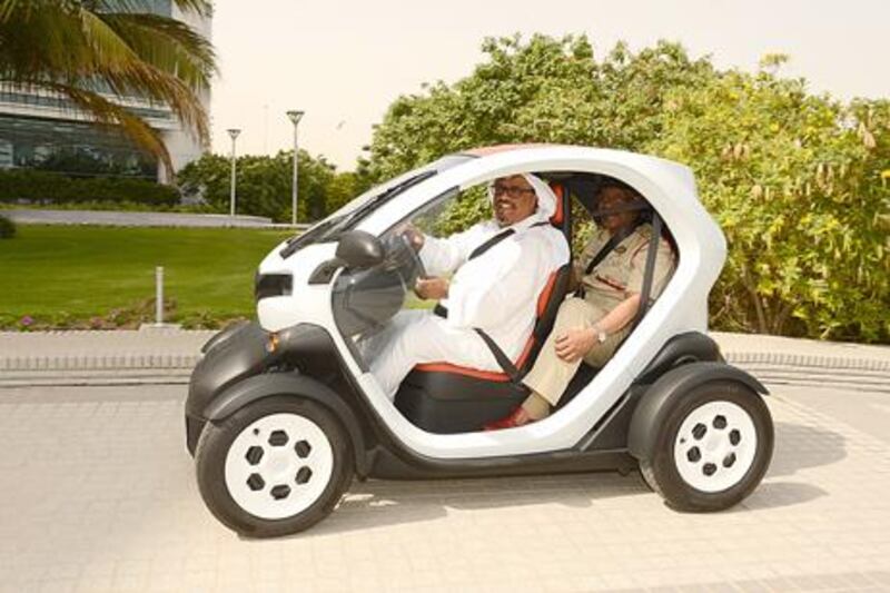 The battery-powered Renault Twizy was taken for a spin this week by Lt Gen Dahi Khalfan, the chief of Dubai Police.