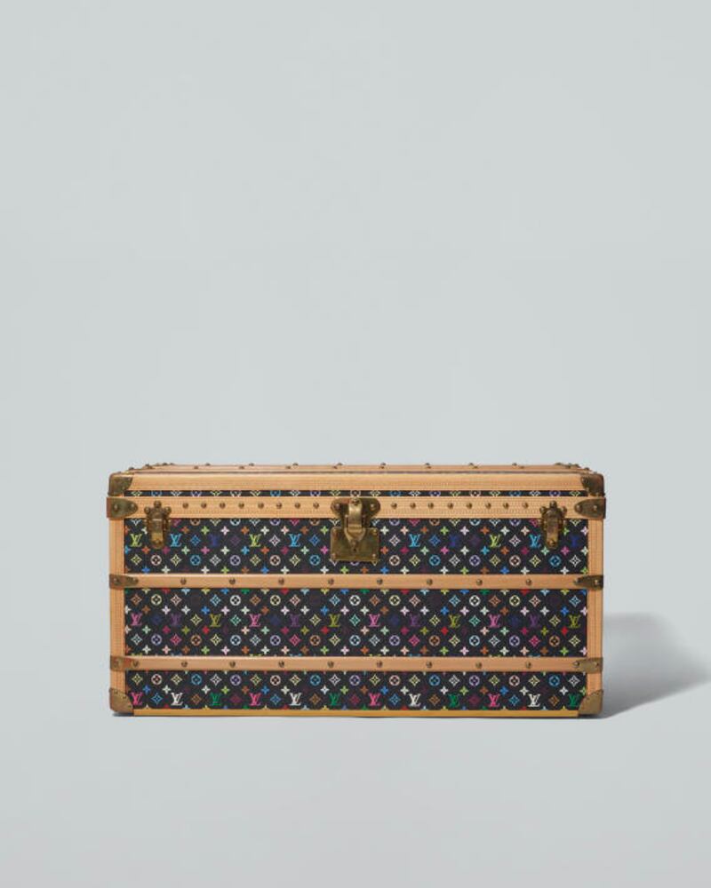 A Louis Vuitton steamer trunk, with multi coloured monogram, and emblazoned with the logo of Billionaire Boys Club, the clothing line by Williams and his friend Nigo.  Although valued at between $25,000-$35,000, bids have already reached $72,000.