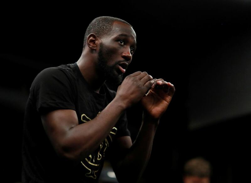 Terence Crawford shadow boxes during the media work-out day. Reuters