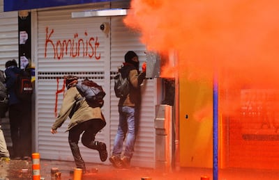 ISTANBUL, TURKEY  
Demonstrators clash with riot police in the Beikta neighborhood of Istanbul on Thursday May 1.

Demonstrators clashed with Turkish police in several neighborhoods of Istanbul on Thursday as security forces fired tear gas, rubber bullets, and water canons in an effort to fend off the protesters.

The gathering crowds, defying Prime Minister Tayyip Erdogan's warnings that they would not be allowed to reach Taksim square attempted to push through the security lines. In anticipation to the mass gatherings the government shut large sections of the city's public transportation and erected barricades around Taksim square. Thousands of riot and plain-clothed police were deployed across many parts of the city 

The prime minister warned labor unions last week that they would not be allowed to march on Taksim and offered a space on the city outskirts for the protests to be held. These warnings were largely ignored as demonstrators repeatedly attempted to breach the riot police lines - according to the Progressive Lawyers Association, around 40 people had been hospitalized and around 160 detained.

May Day protests refer to "The Taksim Square massacre"  on 1 May, 1977. The international Labour Day celebrations in Istanbul were first celebrated in 1912. Between 1928 and 1975 these celebrations had been largely banned by the state. On 1 May, 1976 the Confederation of Revolutionary Trade Unions of Turkey organized a rally on Taksim Square with a massive turnout. The next year around 500,000 citizens participated  - security forces intervened with armoured vehicles and water hoses. Most of the casualties were caused by a stampede which killed between 34 and 42 persons and 126 to 220 protestors were injured.